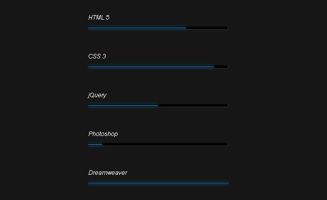 CSS3个人技能进度条CSS3个人技能进度条网页特效免费下载