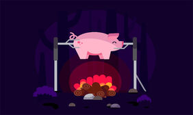 CSS3野外烤乳猪动画场景特效